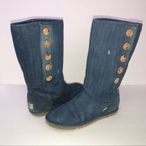 UGG Denim Fold Over Boots Size 8